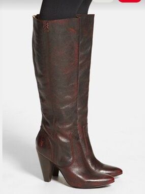 Frye Regina Tall Leather Knee High Heeled Boots